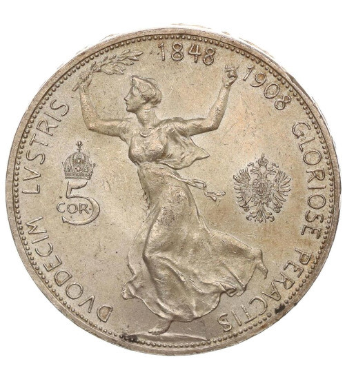 Österreich-Ungarn 5 Kronen Silber 60. Jahrestag der Regentschaft von Franz Joseph I. 1908 KM.2809