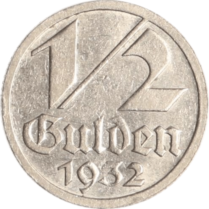 Freie Stadt Danzig 1/2 Gulden Nickel KM#153 1932