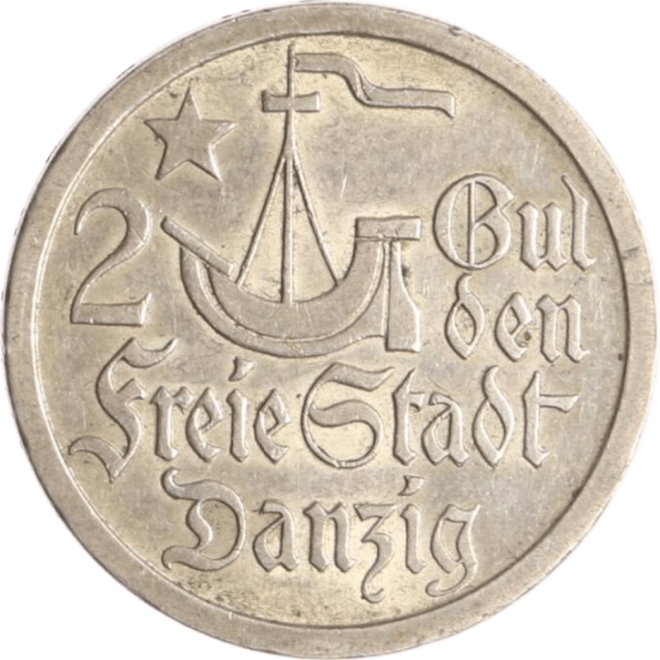 Freie Stadt Danzig 2 Gulden Silber KM#146 1923