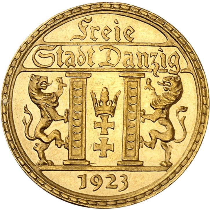 Freie Stadt Danzig 25 Gulden Gold KM#148 1923