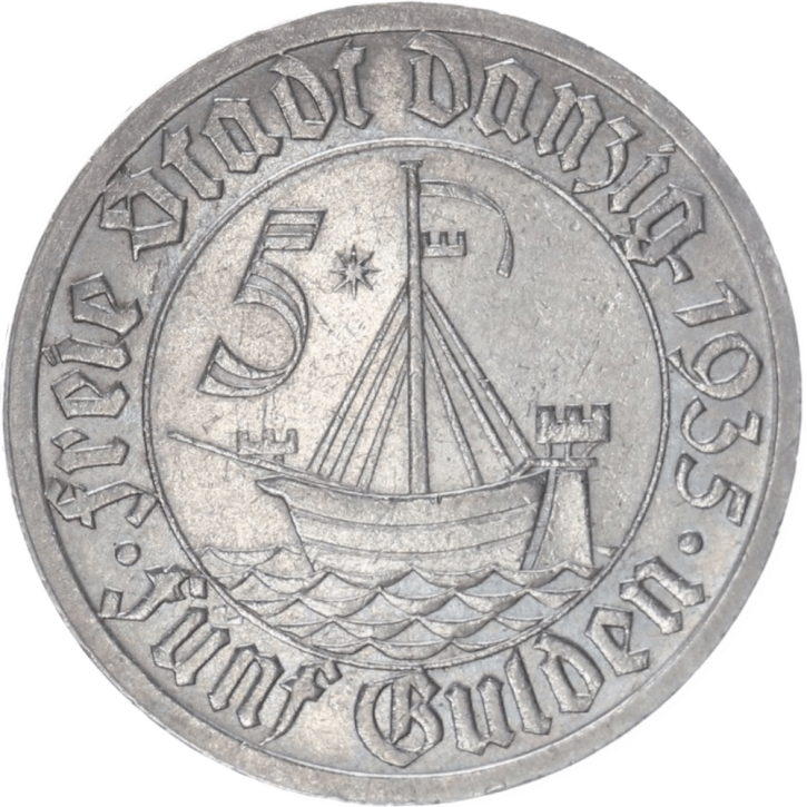 Freie Stadt Danzig 5 Gulden Nickel KM#158 1935