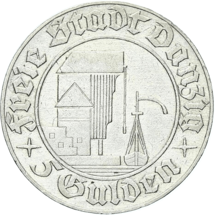 Freie Stadt Danzig 5 Gulden Silber KM#157 1932 Getreidesilo